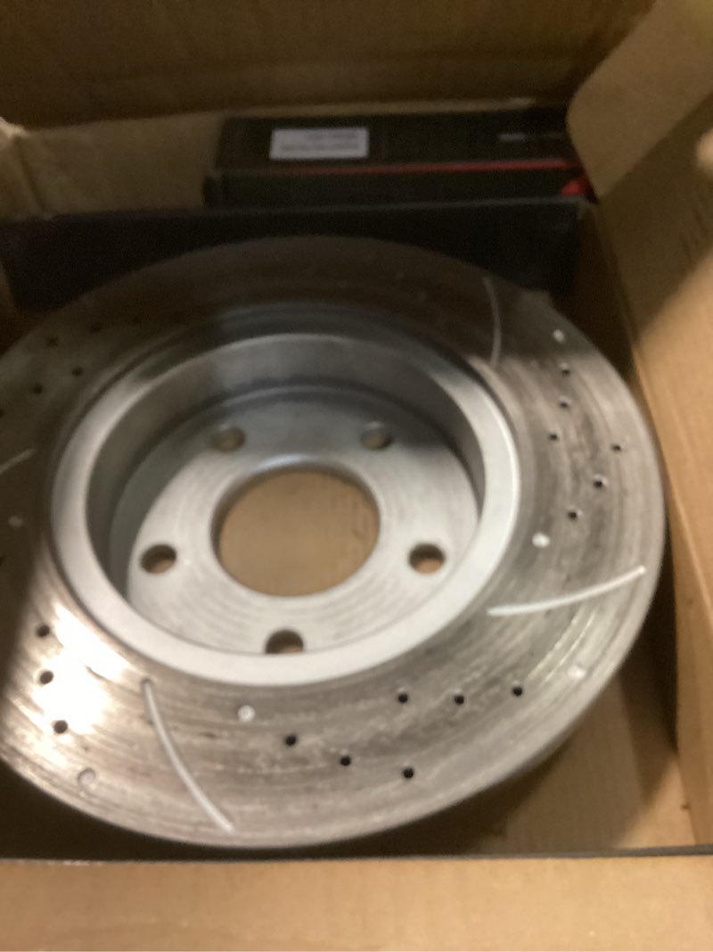 Condition photo showing Good Condition for Rear Automotive Replacement Brake Kit, Drilled Slotted Rotors Kit Compatible with 2004-2012 Chevy Malibu, 2005-2008 Chevy Cobalt, 2008-2010 Chevy HHR| Anti-Rust Geomet Coated| 270mm-10.6in