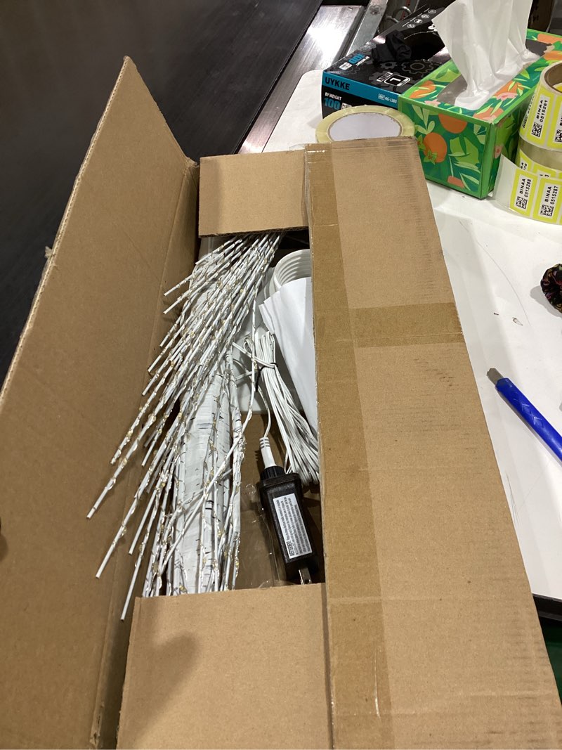 Condition photo showing As Is for 6FT Lighted Birch Tree, Birch Tree with 880 LED Lights, 8 Twinkling Modes and Timer, Dimmable, Twinkle Christmas Tree for Indoor Outdoor Home Party Garden Wedding Decorations 6ft-880lights