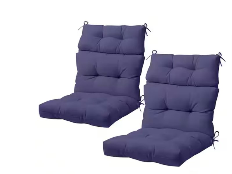 22 in. x 47 in. seat/back outdoor chair cushion, outdoor high back dining chair cushion (2-pack) in night blue