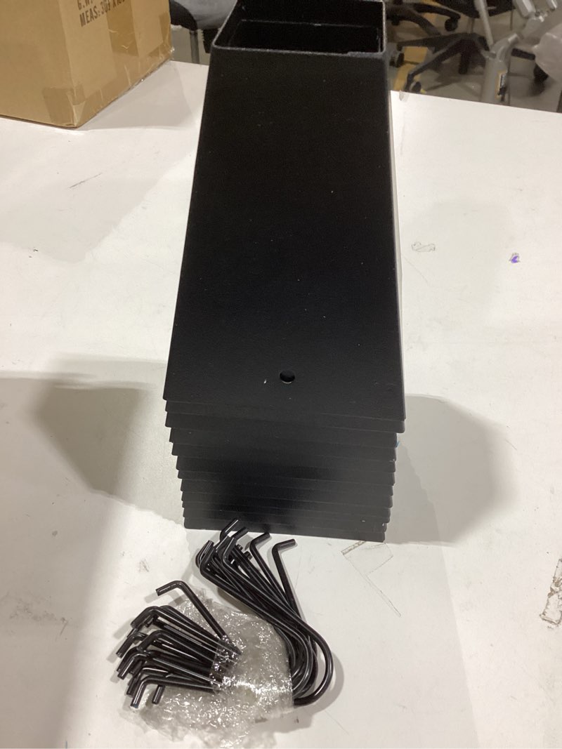 Condition photo showing New/Like New for TE DEUM Square Link Rain Chain, 8.5 Feet Length, 3.7inch Big Size Cup, Black Powder Coated, Functional and Decorative Replacement for Gutter Downspouts, V Gutter Clip Included, Black Black-Square