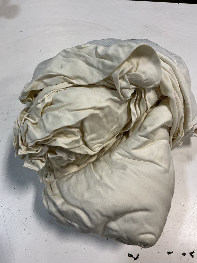 Condition photo showing As Is for quince bamboo sheet set, king, ivory