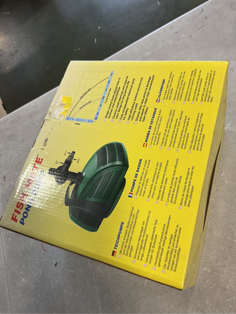 Condition photo showing New/Like New for Fish Mate 1000 Submersible Pond Pump with Fountain Set - 1 080 Gallons per Hour