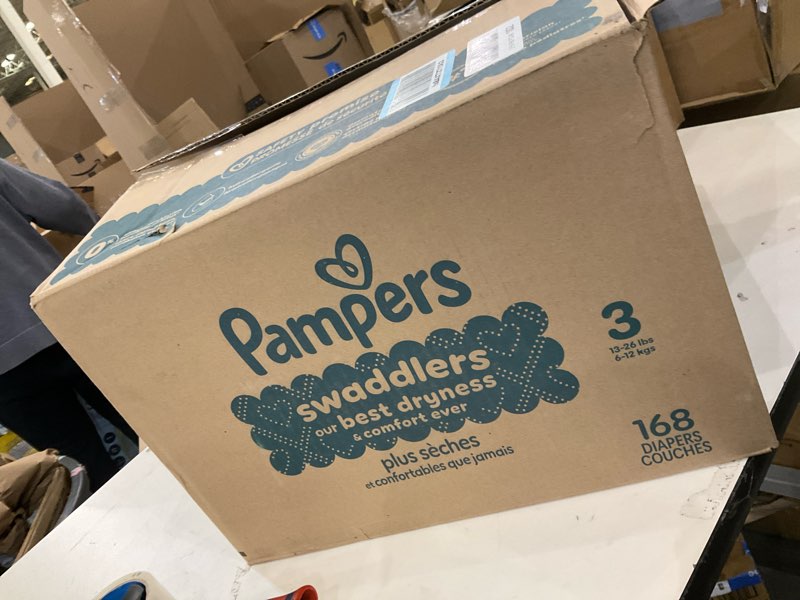 Condition photo showing Good Condition for Pampers Swaddlers Diapers, Size 3 (13-26 lbs), 168 Count, Absorbent, Keeps Baby Dry and Comfortable, Skin Safe Disposable Baby Diaper Size 3 168