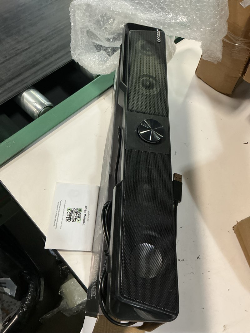 Condition photo showing Good Condition for jeecoo a40 bluetooth computer speakers with clear sound, usb plug & play pc speakers with led light, computer sound bar with switch button for desktop laptop monitor (usb-c adapter included)