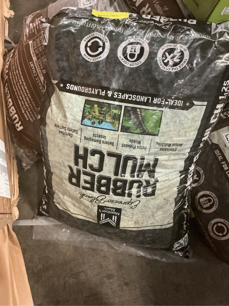 Condition photo showing New/Like New for member's mark black rubber mulch, 1.25 cu. ft.