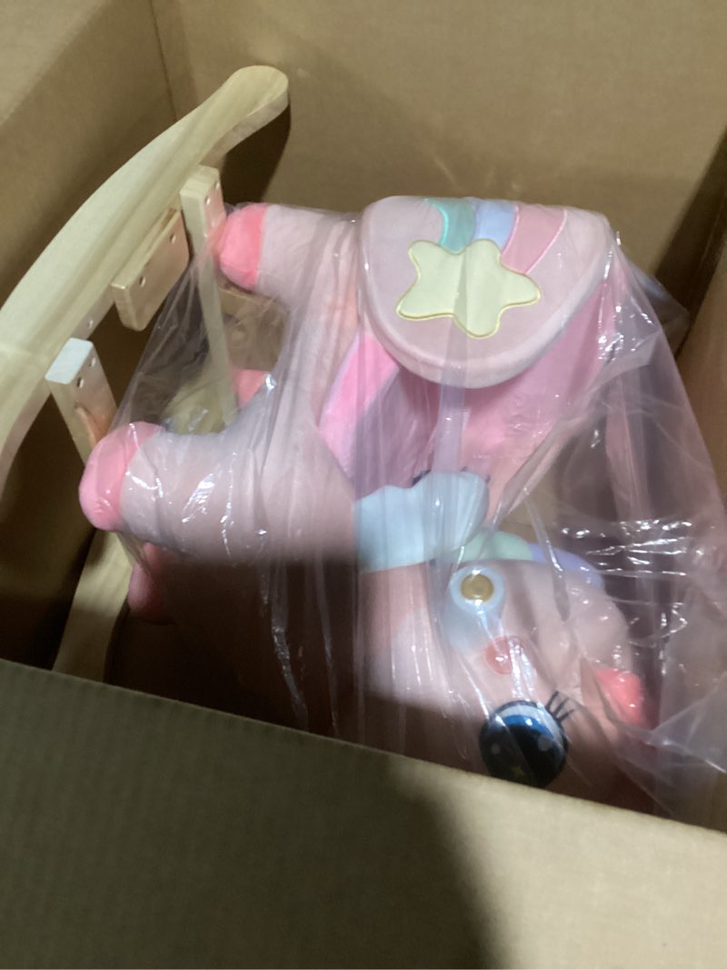 Condition photo showing Good Condition for (similar to) funlio unicorn baby rocking horse, pink fairy unicorn rocking horse for toddlers 6 months to 3 years, stuffed ride-on animal rocker, easy to assemble, cpc & ce certified beautiful pink unicorn