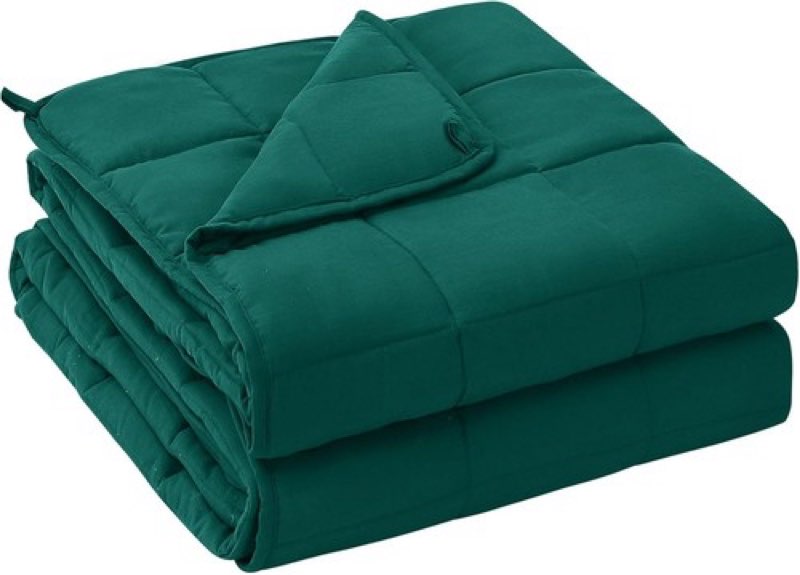 yescool weighted blanket (5 lbs, 36" x 48", dark green) cooling heavy blanket for sleeping perfect f