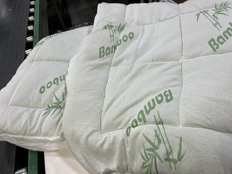 Condition photo showing As Is for Ultra Soft Queen Size Mattress Topper - Viscose Made from Bamboo Pillow Top Mattress Pad for Back Pain Relief - Naturally Cooling for Hot Sleepers, Green Green Queen