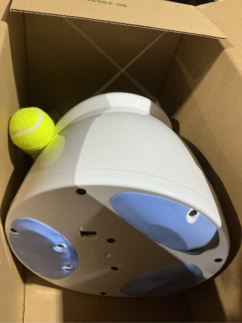 Condition photo showing As Is for Pet Prime Dog Automatic Ball Launcher for Large Dogs Ball Thrower Machine Outdoor Indoor Use Interactive Dog Toy Adjustable Distance 10-40ft - Included 6 PCS 2.5” Tennis Balls and a Whistle Max Ball Launcher