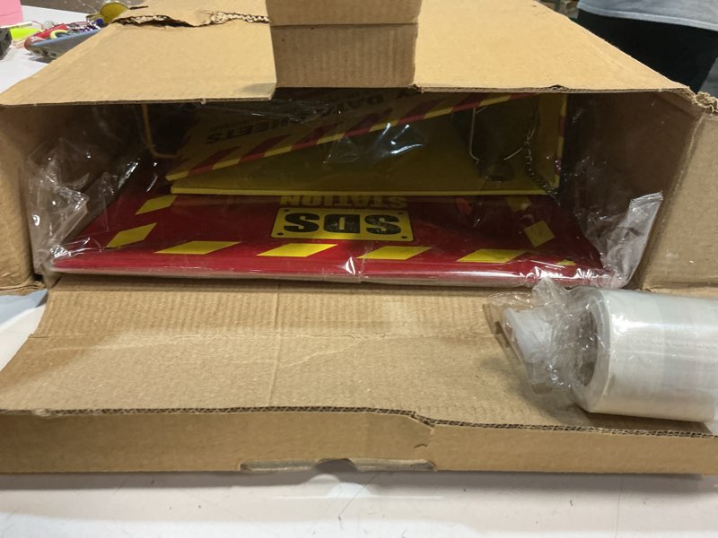 Condition photo showing New/Like New for msds wall station with 3” sds binder & wire rack, osha/ghs safety data sheet station, bilingual labels, display sign, chain & mounting hardware 1 pack