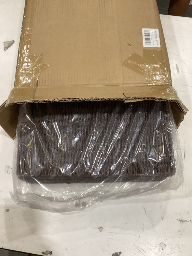 Condition photo showing Good Condition for handwoven paper woven cube basket organizer with handles set of 4 foldable storage baskets for bedroom living room cubby storage units for clothes books toys (brown, 13" l x 13" w x 13" h) brown 13" l x 13" w x 13" h
