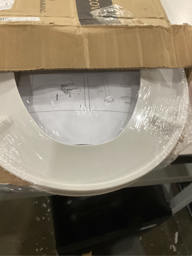 Condition photo showing As Is for Toilet Seat, Round Toilet Seat with Slow Close Hinges, Never Loosen, Easy Installation and Cleaning, For Most Standard Round Toilet Seats(16.5"), Two Sets of Parts, Durable Plastic