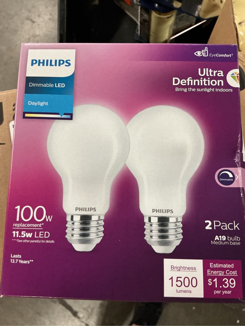 Condition photo showing New/Like New for (4 pack) 100 watt-equivalent ultra definition led light bulb a19 a-style 5000k daylight 2-pack