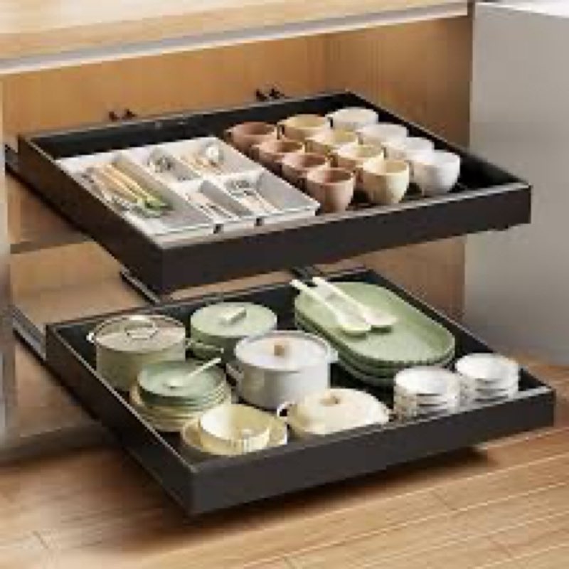 2 Pack Pull Out Cabinets Drawers Organizer for Kitchen, 21" Deep 12.6-19.7" Expandable Slide Out She