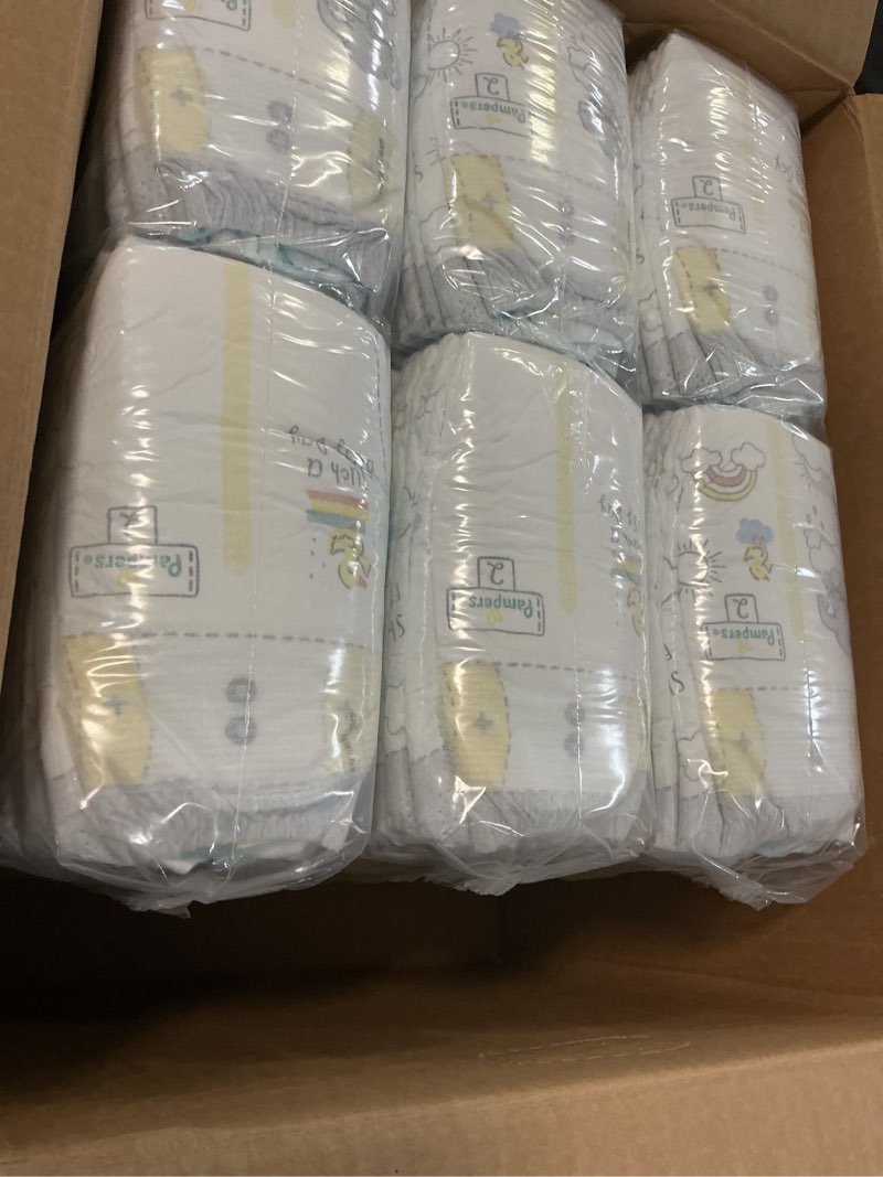 Condition photo showing New/Like New for pampers swaddlers diapers, size 2 (10-22 lbs), 186 count, fragrance free, hypoallergenic, absorbent, pediatrician recommended, skin safe size 2 186