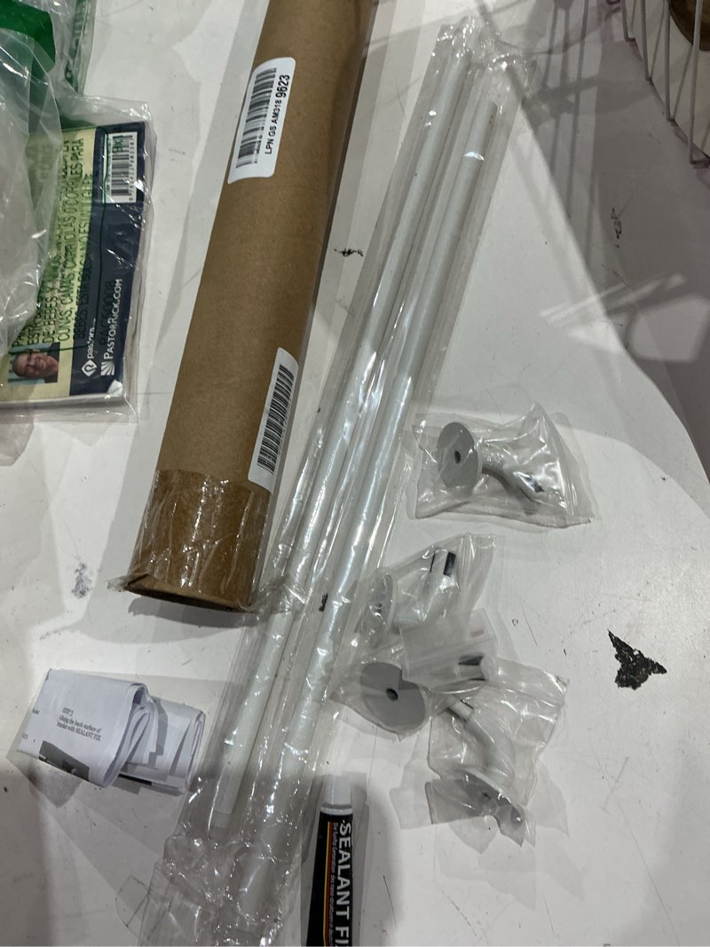 Condition photo showing As Is for arnorx french door curtain rod - 16-28 inch adjustable, 3/8-inch diameter, set of 2, two ways to mount (screw or adhesive), hidden hardware, works on wood, glass, metal doors, white white 16-28