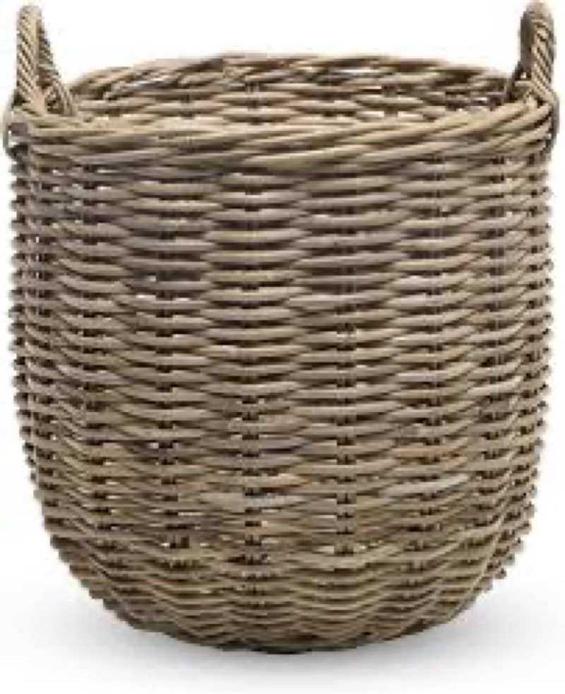 kouboo rattan kobo round storage basket, handwoven rattan basket with handles, organization & home d