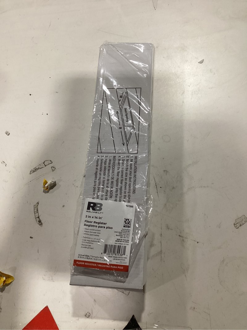 Condition photo showing Good Condition for RELIABILT 2-in x 14-in Steel White Floor Register