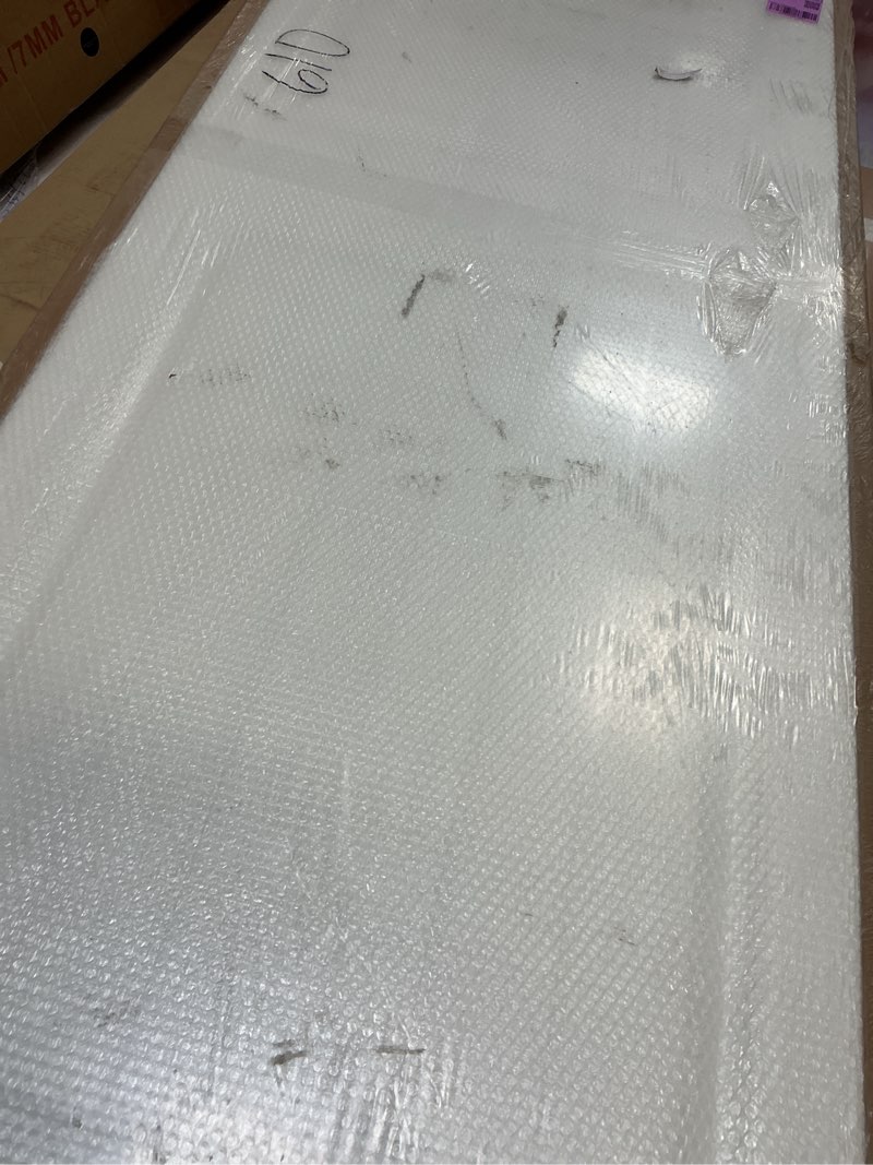 Condition photo showing As Is for barnsmith 32x80 in 2-panel arch top plank primed molded door slab, classic white paintable hollow co