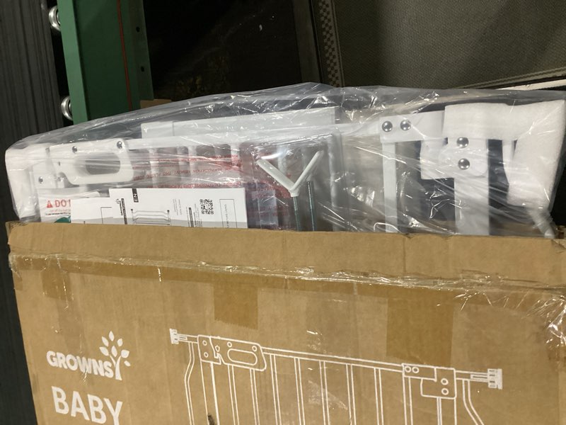 Condition photo showing Good Condition for mom's choice-grownsy baby gate for stairs, 29.5"-48.4" pressure mounted baby gate for top of stair&doorway with v-shaped rods, anti-trip pedal, extra wide stairs dog gate easy install w/red reminder white 29"-48"*30"