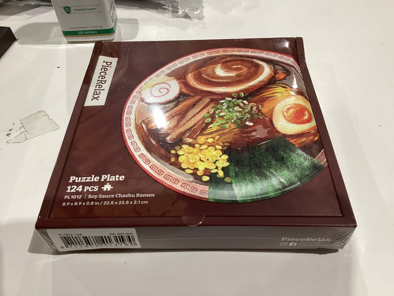 Condition photo showing New/Like New for PieceRelax 3D Puzzle Plate 124 Pieces - Soy Sauce Chashu Ramen - Jigsaw Puzzle for Adults, Decorative Plate with Durable Plastic Pieces, Ideal Gift for Home or Office Décor [PL1012]