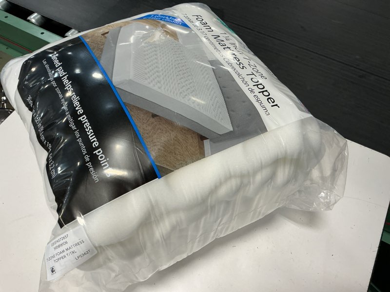 Condition photo showing New/Like New for mainstays 1.25" 7-zone mattress topper, twin/twin-xl