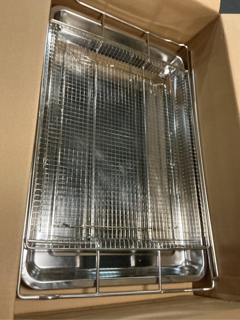 Condition photo showing Good Condition for 304 stainless steel frigpereaft air fryer tray replacement parts for frigidaire gallery 30 inch electric wall oven rack 25'' x 16.25'' ready cook gas range air fryer basket fcfi3083as air fry rack