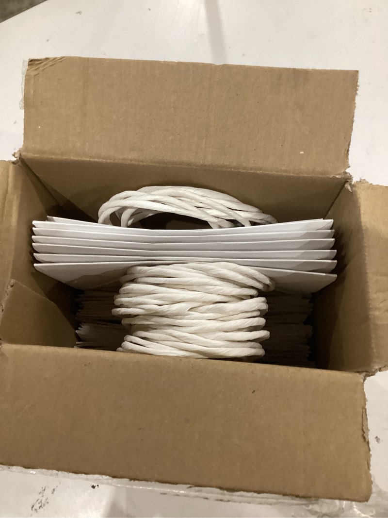 Condition photo showing As Is for bhhqhh 30 pcs employee appreciation gift bags thank you gift bags small goody treat bag with handle for cna week coworkers teachers staff volunteer(8.3 * 5.9 * 3.15 inch) white