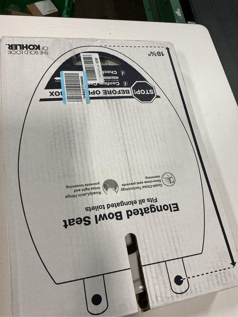 Condition photo showing Good Condition for kohler 4636-rl-0 cachet readylatch elongated toilet seat slow close, soft close toilet seat quiet lid, contoured grip-tight bumpers installation hardware, apartment essentials, white white elongated ready latch