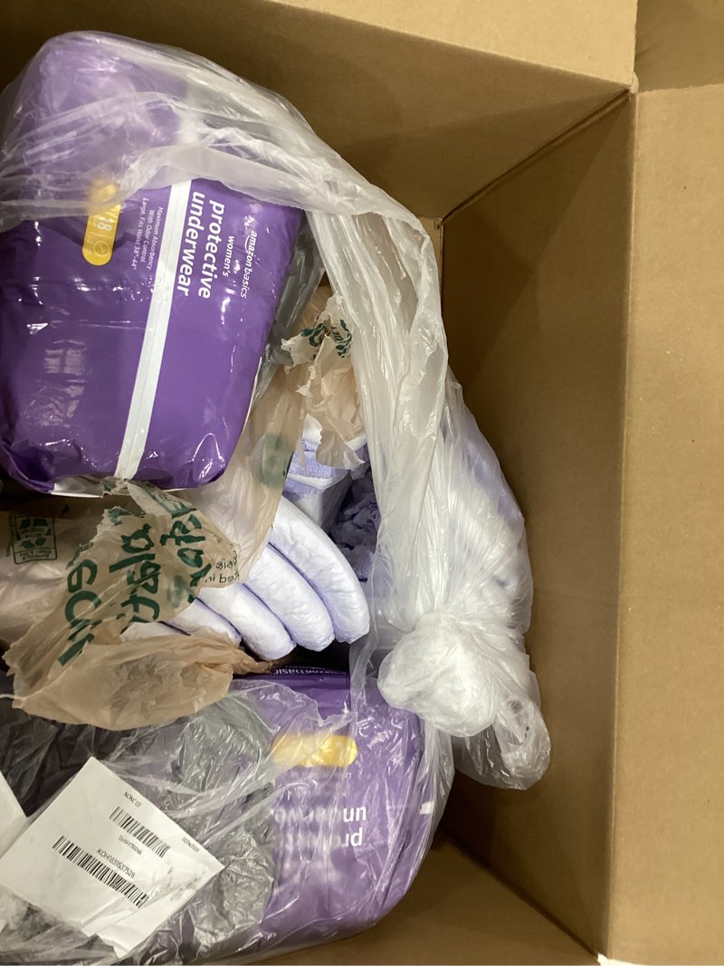 Condition photo showing Good Condition for Amazon Basics Incontinence Underwear for Women, Protective, Disposable, Postpartum, Maximum Absorbency, Large, Lavender, 54 Count (3 Packs of 18) Large 54.0