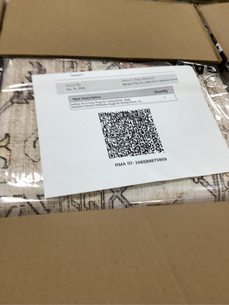 Condition photo showing New/Like New for 8x10 Area Rugs for Living Room, Stain Resistant Neutral Washable Rugs for Dining Room, Vintage Non-Slip Thin Large Size Area Rug, Printed Vintage Home Decor Rug(Gold Gold 8' x 10' (Rectangular)