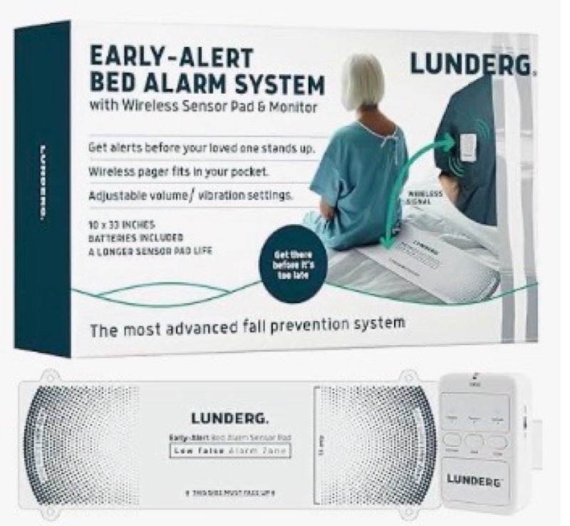 Lunderg Early Alert Bed Alarm for Elderly Adults - Wireless Sensor Pad & Pager - with Pre-Alert Smar