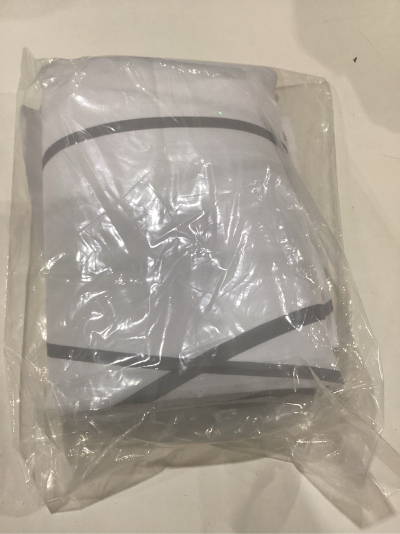 Condition photo showing New/Like New for No Hook Grey White Striped Stall Shower Curtain with Snap in Fabric Liner Set - Hotel Shower Curtain and Liner Set with See Through Mesh Top Window,Machine Washable, 54x80 INCH Grey White 54"W x 80"L (Pack of 1)