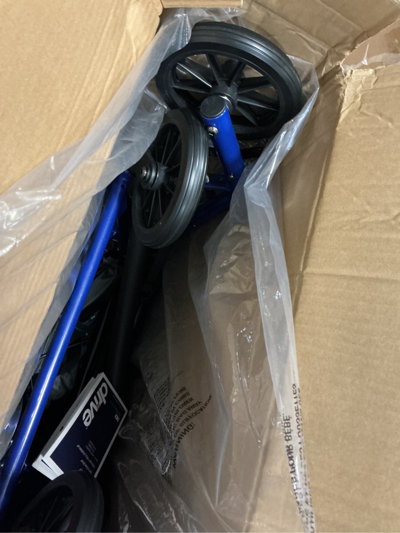 Condition photo showing Good Condition for Drive Medical Aluminum Rollator Walker - Fold Up - Padded Seat - 6 Inch Wheels - Lightweight Portable Design - Indoor Outdoor Mobility Aid - Blue Blue 1 Count (Pack of 1)