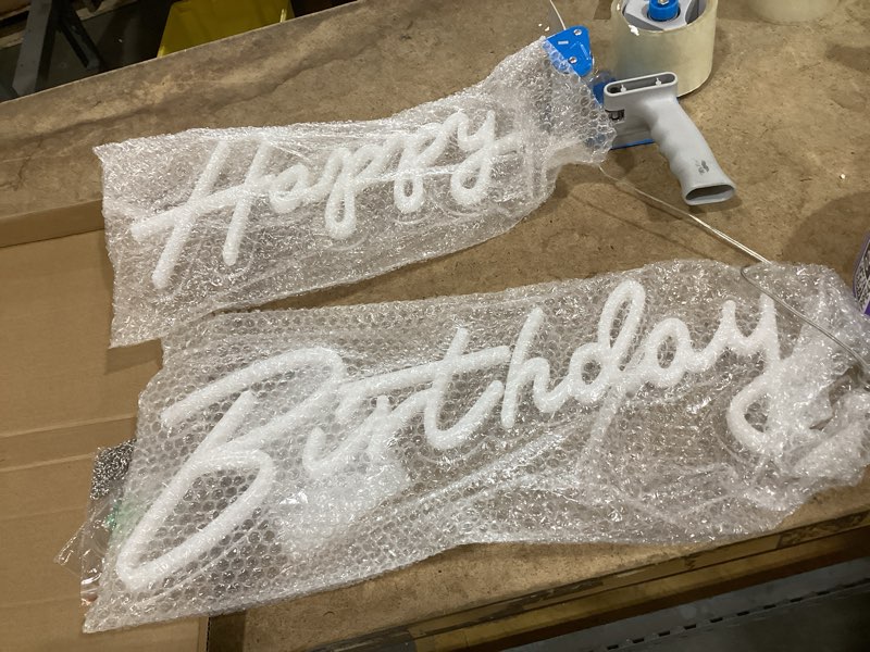 Condition photo showing New/Like New for 40"/23" happy birthday neon sign large - happy birthday sign 12v - happy birthday light up sign with dimmable switch - 2pcs happy birthday led sign for backdrop, party, celebration, decoration