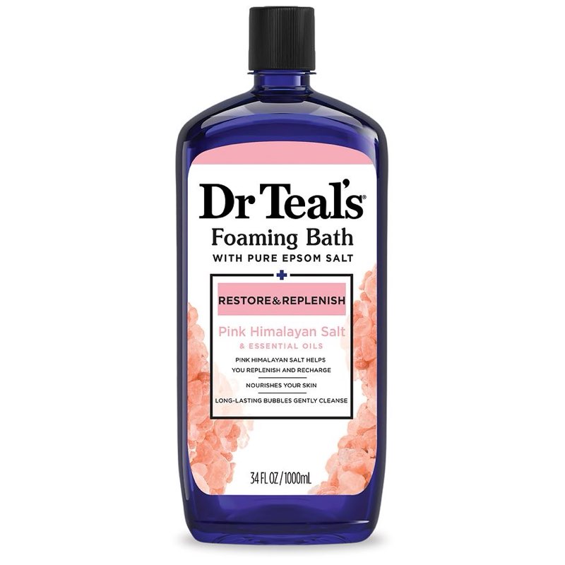 dr teal's foaming bath variety gift set (2 pack, 34oz ea.) - restore & replenish pink himalayan, det