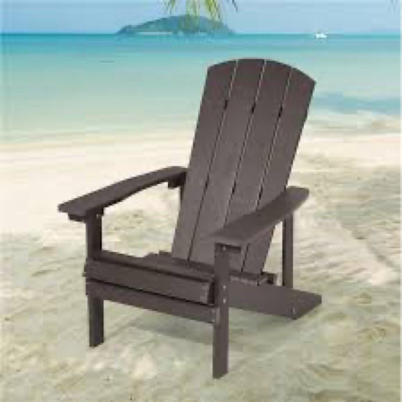 SANLUCE  Recycled Plastic Weather Resistant Outdoor Patio Adirondack Chair in Coffee