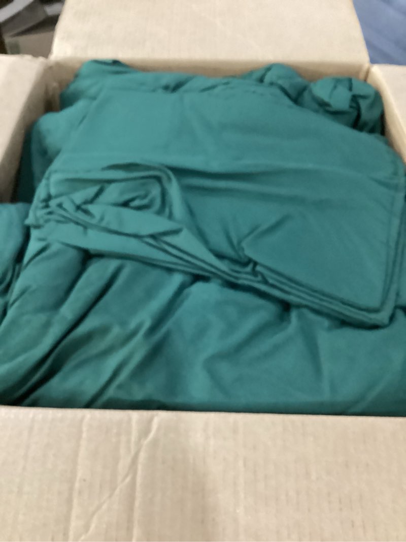 Condition photo showing As Is for cozylux queen comforter set emerald green, 3 pieces lightweight comforters queen size bedding sets, all season breathable solid down alternative comforter with 2 pillowcases, bed set gift for home emerald green queen