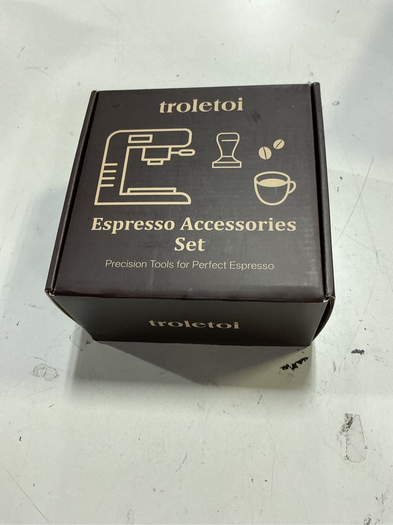 Condition photo showing New/Like New for 7 pcs espresso accessories kit: 53.3mm espresso tamper, coffee distributor, puck screen, dosing funnel and wdt tool, espresso tools set fits breville 54mm espresso machines and portafilters 54mm fits breville barista/bambino/infuser