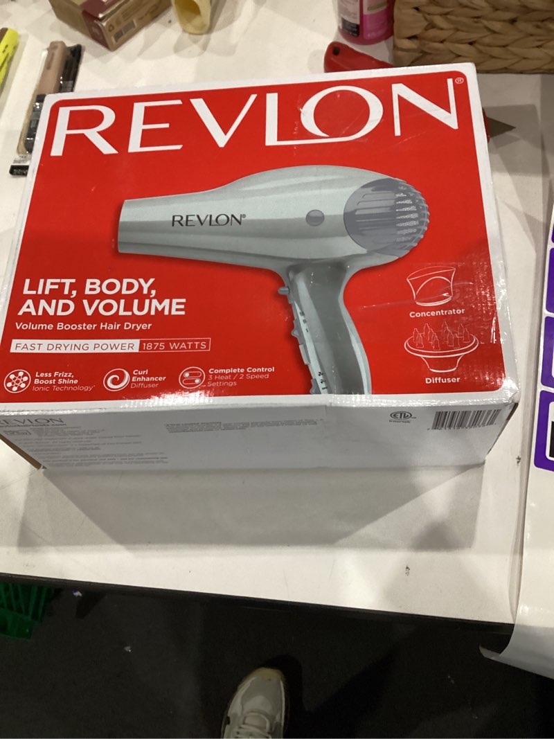 Condition photo showing Good Condition for revlon ionic volume booster hair dryer, 1875w, blue silver