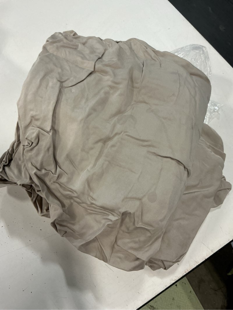Condition photo showing As Is for bamboo fitted sheet set, king, sand