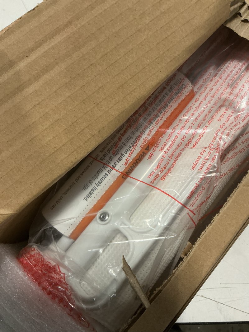 Condition photo showing New/Like New for Similar Retractable Baby Gate Perma Child Safety 33\" Tall x 71” Wide, Mesh, for Stairs, Doorways, Dogs, Pets, Indoor, Outdoor, One-Handed Operation, Locking, Easy Install, Hardware Mount, White White 33\" Tall x 71\" Wide