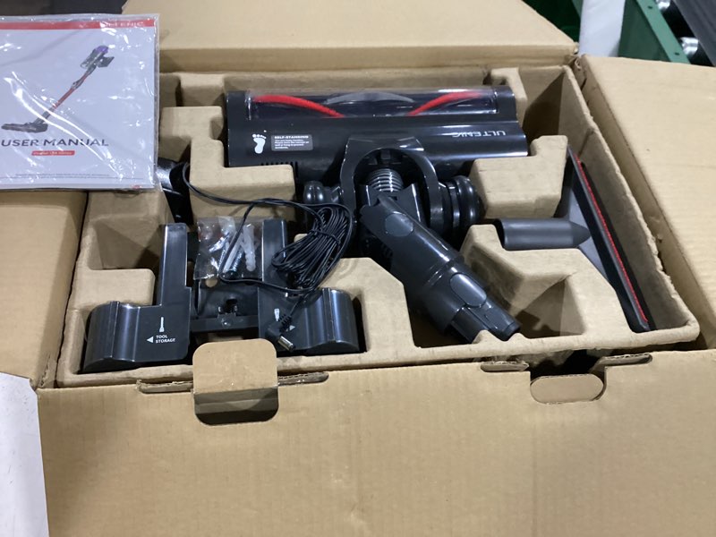 Condition photo showing New/Like New for ultenic cordless vacuum cleaner, 55kpa/650w/80mins, cordless stick vacuum with 180°bendable wand, touch screen, anti-tangle brush, self-standing, vacuum cleaners for home/floor/pet hair/carpets red & black
