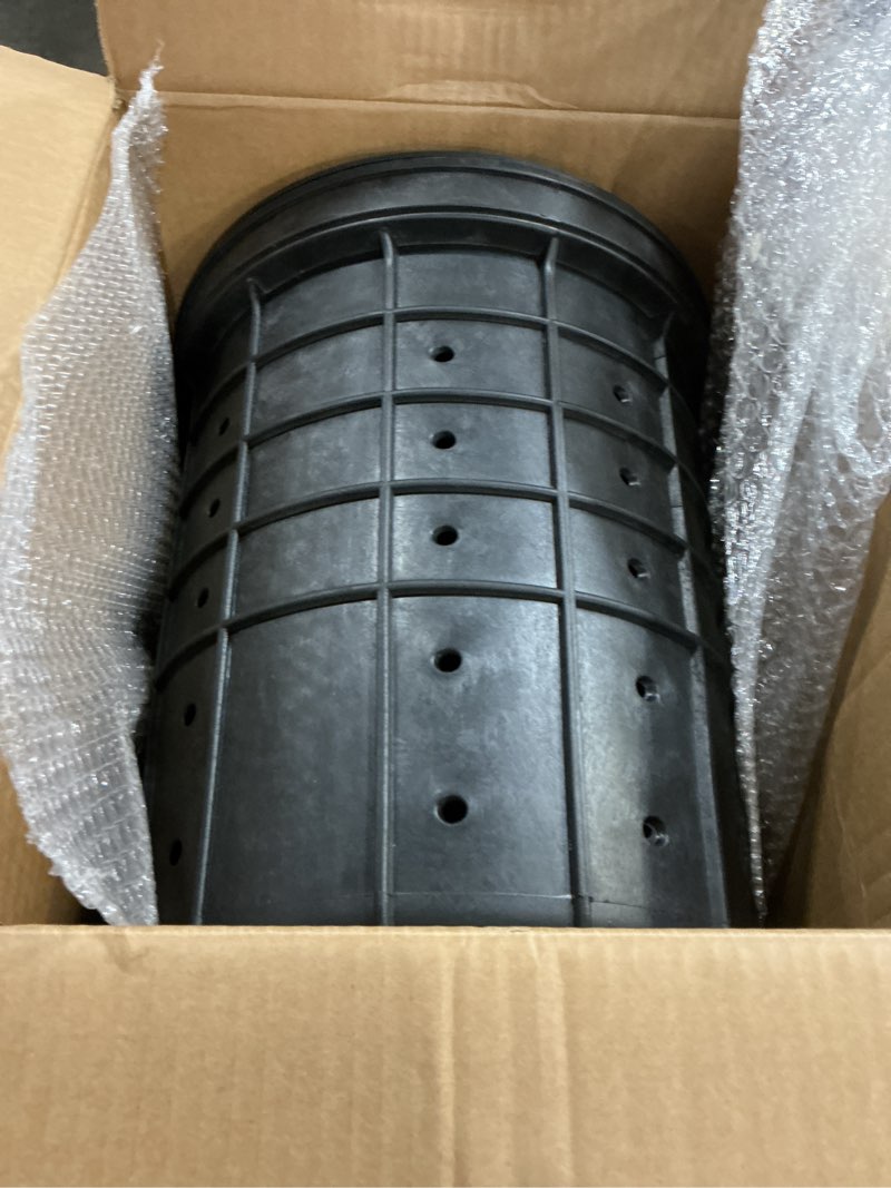 Condition photo showing As Is for Perforated Sump Basin Perforated Sump Pump Bucket with 40 Drilled Holes for Crawl Spaces, Yards, Patios and Driveways