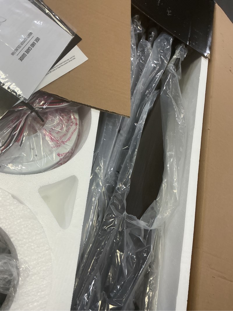 Condition photo showing As Is for Fanimation Studio Collection Kwint 52-in Black with Black Blades Color-Changing LED Covered