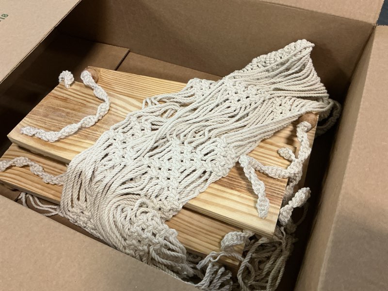 Condition photo showing Good Condition for macrame wall hanging shelf (tier 2, natural white)