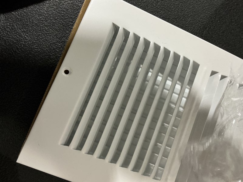 Condition photo showing Good Condition for reliabilt 10-in x 6-in 2-way steel white sidewall/ceiling register