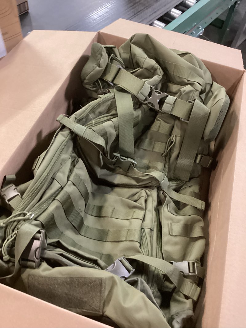 Condition photo showing As Is for Military Tactical Backpack 50L Large Day Backpack for Men Molle Army 3 Days Assault Pack Bug Out Bag Water Resistant and Heavy Duty Hiking Treeking Rucksack - Dark Green Dark Green Large-50L