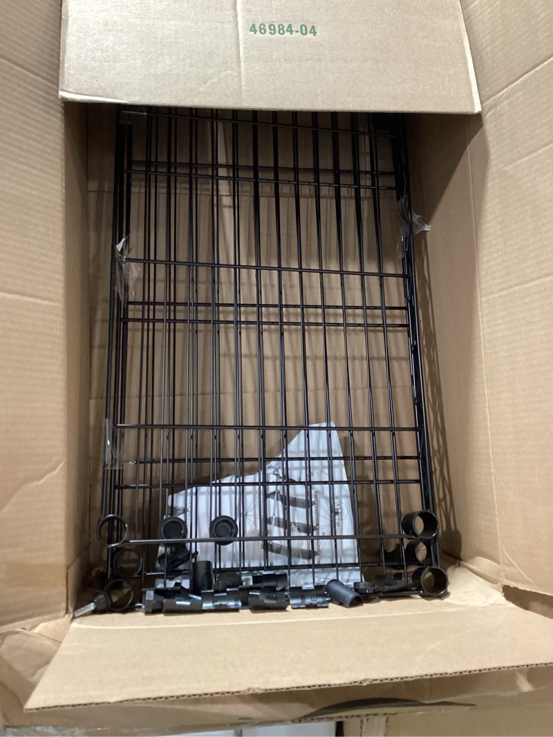 Condition photo showing As Is for dumos 3-tier metal wire storage shelves, adjustable standing storage rack shelf, heavy duty steel sh