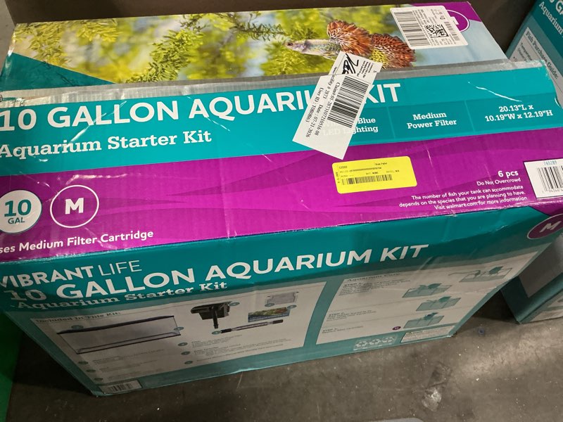 Condition photo showing Good Condition for vibrant life 10 gallon aquarium starter kit with blue & white led lights